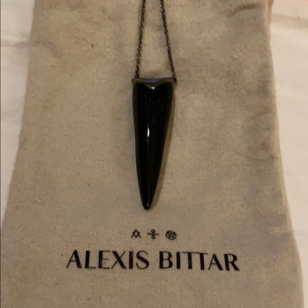 Black Alexis Bittar gunmetal long necklace